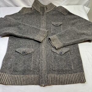 Blue Pronto Uomo Grey Full Zip Slim Fit 100% Wool Pocket Cardigan Sweater  XL